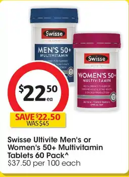 Coles Swisse Ultivite Men's or Women's 50+ Multivitamin Tablets offer