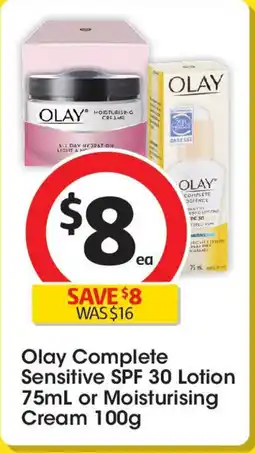 Coles Olay Complete Sensitive SPF 30 Lotion or Moisturising Cream offer