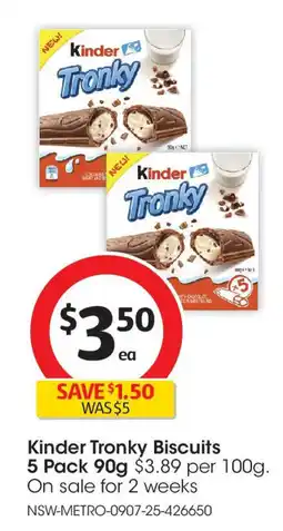Coles Kinder Tronky Biscuits offer