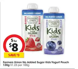Coles Farmers Union No Added Sugar Kids Yogurt Pouch offer