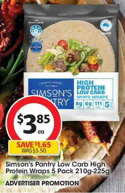 Coles Simson's Pantry Low Carb High Protein Wraps offer