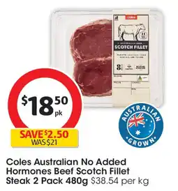 Coles Coles Australian No Added Hormones Beef Scotch Fillet Steak offer