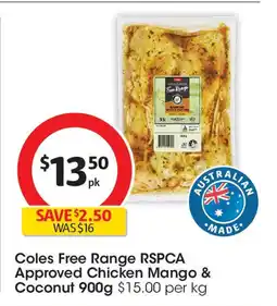 Coles Coles Free Range RSPCA Approved Chicken Mango & Coconut offer