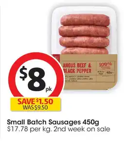 Coles Small Batch Sausages offer