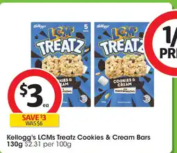 Coles Kellogg's LCMs Treatz Cookies & Cream Bars offer