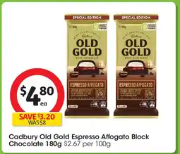 Coles Cadbury Old Gold Espresso Affogato Block Chocolate offer