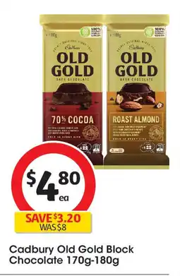 Coles Cadbury Old Gold Block Chocolate offer