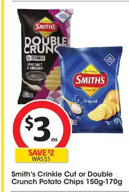 Coles Smith's Crinkle Cut or Double Crunch Potato Chips offer