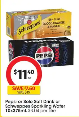 Coles Pepsi or Solo Soft Drink or Schweppes Sparkling Water offer