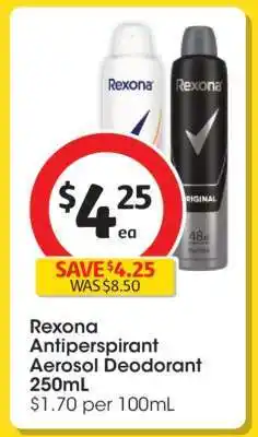 Coles Rexona Antiperspirant Aerosol Deodorant 250mL offer