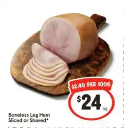 IGA Boneless Leg Ham Sliced or Shaved offer