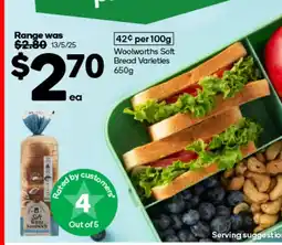 Woolworths Woolworths Soft Bread Varieties offer