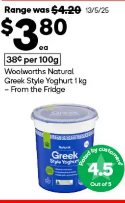 Woolworths Woolworths Natural Greek Style Yoghurt offer