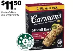 Woolworths Carman's Bars offer