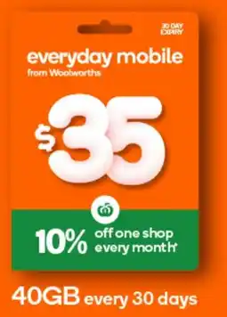 Woolworths everyday mobile 40GB every 30 days offer
