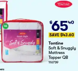 Woolworths Tontine Soft & Snuggly Mattress Topper QB offer