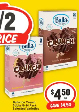 IGA Bulla Ice Cream Sticks 8-14 Pack Selected Varieties offer
