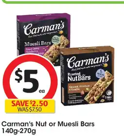 Coles Carman's Nut or Muesli Bars offer
