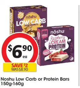 Coles Noshu Low Carb or Protein Bars offer