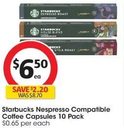 Coles Starbucks Nespresso Compatible Coffee Capsules 10 Pack offer