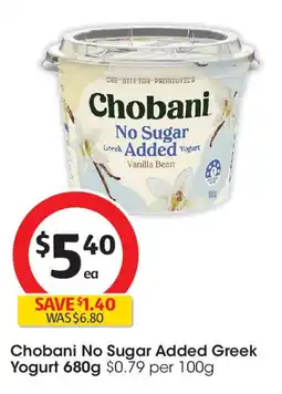 Coles Chobani No Sugar Added Greek Yogurt offer