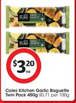 Coles Coles Kitchen Garlic Baguette Twin Pack offer