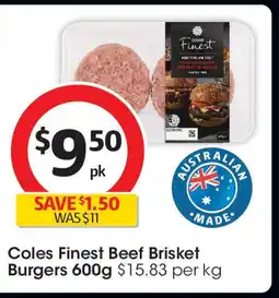 Coles Coles Finest Beef Brisket Burgers offer