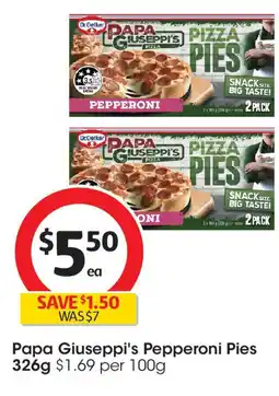 Coles Papa Giuseppi's Pepperoni Pies offer