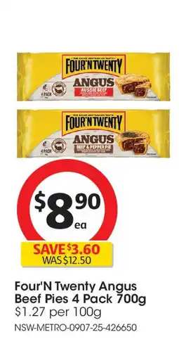 Coles Four'N Twenty Angus Beef Pies 4 Pack offer