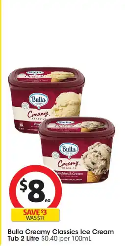 Coles Bulla Creamy Classics Ice Cream Tub offer
