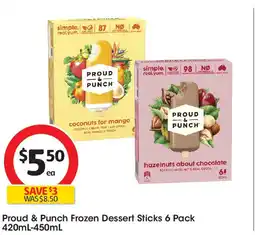 Coles Proud & Punch Frozen Dessert Sticks 6 Pack offer