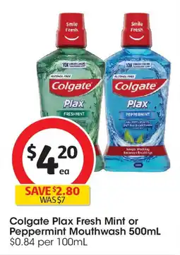 Coles Colgate Plax Fresh Mint or Peppermint Mouthwash offer