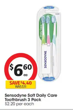 Coles Sensodyne Soft Daily Care Toothbrush 3 Pack offer