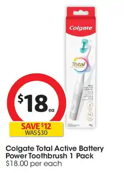 Coles Colgate Total Active Battery Power Toothbrush offer
