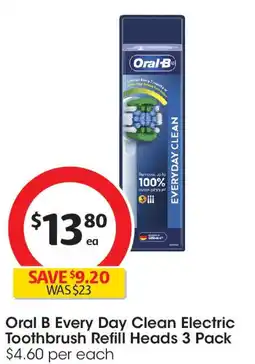 Coles Oral B Every Day Clean Electric Toothbrush Refill Heads 3 Pack offer