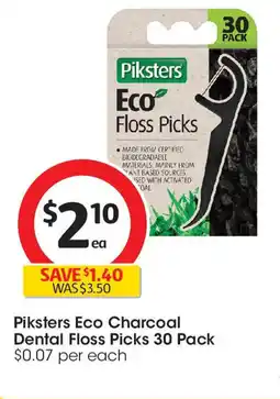 Coles Piksters Eco Charcoal Dental Floss Picks 30 Pack offer