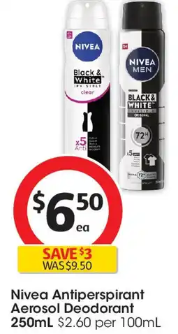 Coles Nivea Antiperspirant Aerosol Deodorant offer
