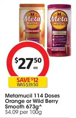 Coles Metamucil 114 Doses Orange or Wild Berry Smooth offer