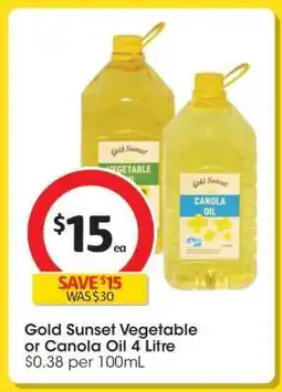 Coles Gold Sunset Vegetable or Canola Oil 4 Litre offer