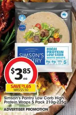 Coles Simson's Pantry Low Carb High Protein Wraps 5 Pack 210g-225g offer