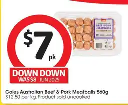 Coles Coles Australian Beef & Pork Meatballs 560g offer