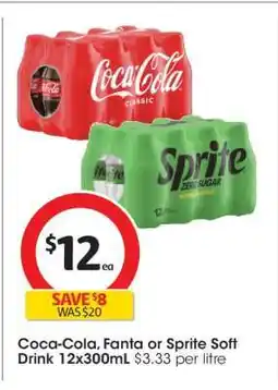 Coles Coca-Cola, Fanta or Sprite Soft Drink 12x300mL offer