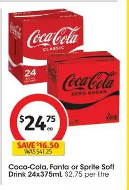Coles Coca-Cola, Fanta or Sprite Soft Drink 24x375mL offer