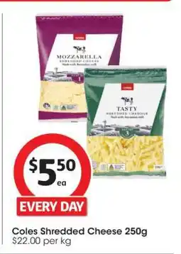 Coles Coles Shredded Cheese 250g offer