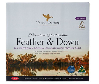 Harris Scarfe Tontine murray darling australian 80% white duck down & 20% feather quilt qb offer