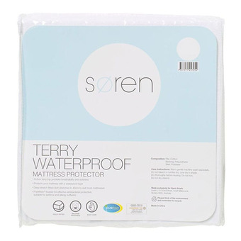 Harris Scarfe Søren terry waterproof mattress protector qb offer