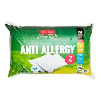 Harris Scarfe Tontine sleeptight anti allergy medium 2pk pillow offer