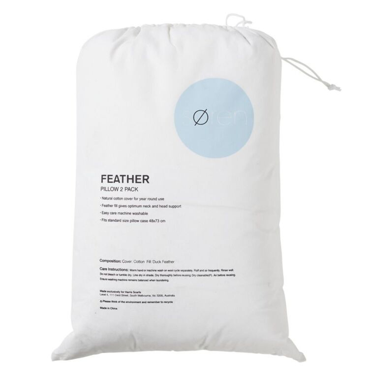 Soren feather pillow 2pk offer at Harris Scarfe