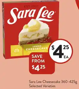 Foodworks Sara Lee Cheesecake offer