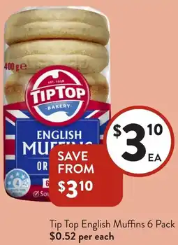 Foodworks Tip Top English Muffins offer